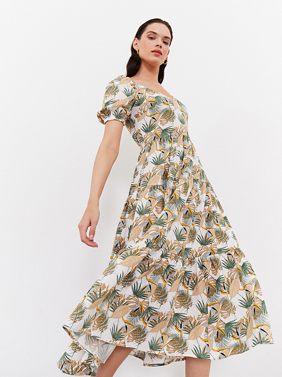 Платье из вискозы с цветочным принтом 