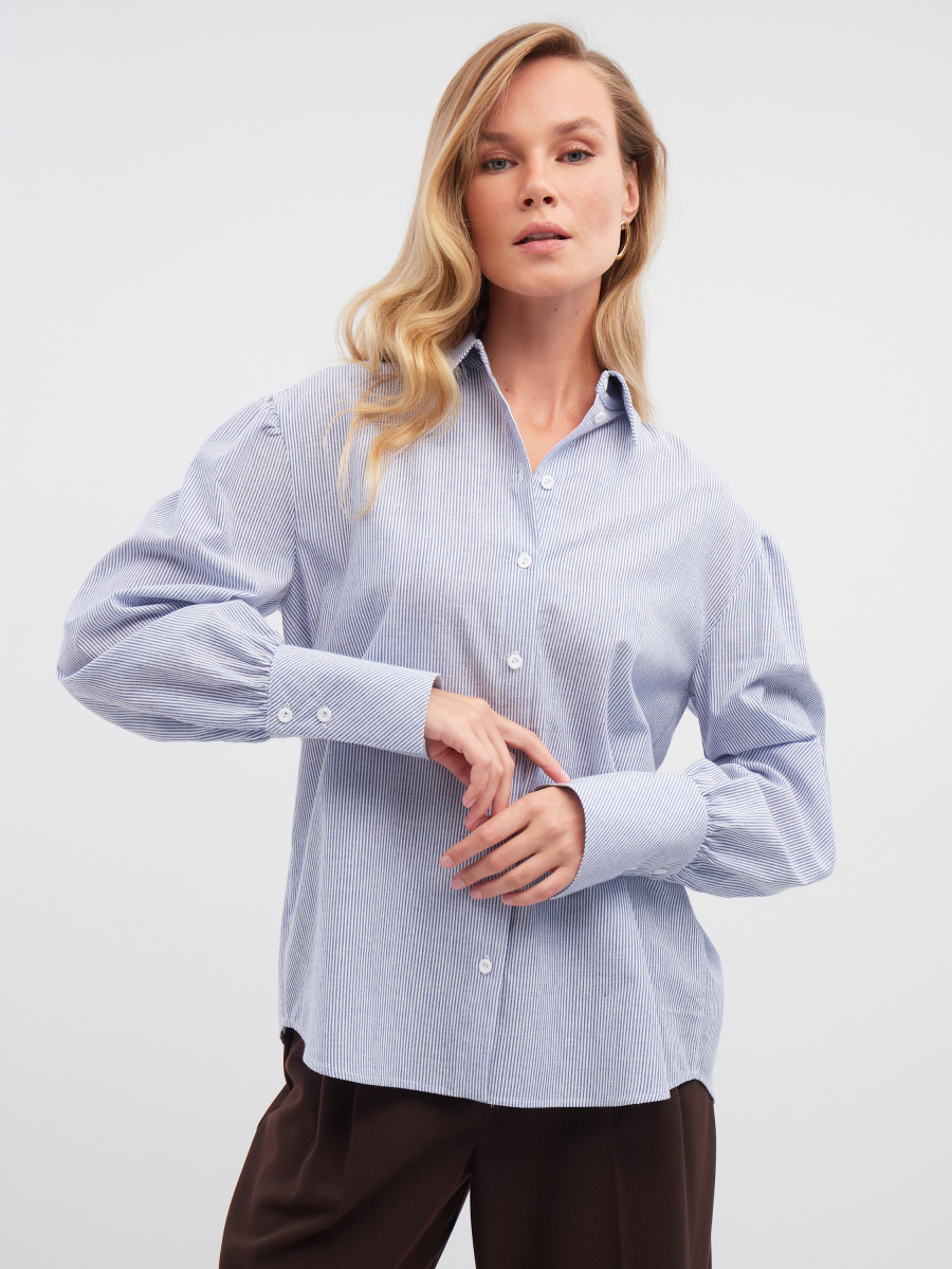 Блуза свободного кроя с широкими манжетами 